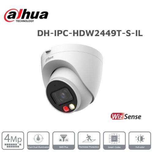Camera IP 4.0MP Domer Full Color Dahua DH-IPC-HDW2449T-S-IL 1