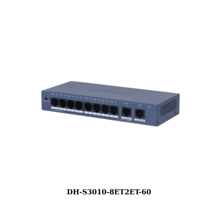 Switch PoE Dahua DH-S3010-8ET2ET-60 8 port (Hỗ trợ 2 cổng mạng uplink) 1