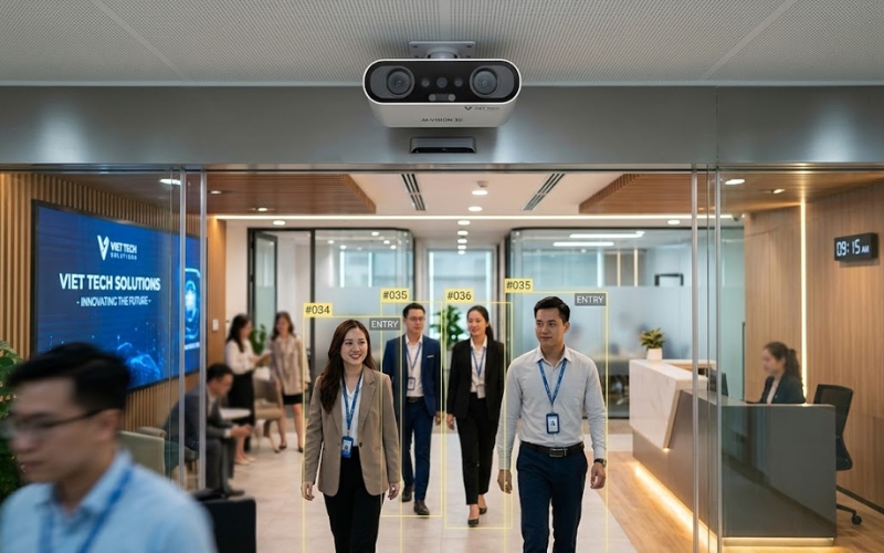 camera đếm người 3D Stereo Vision công nghệ AI