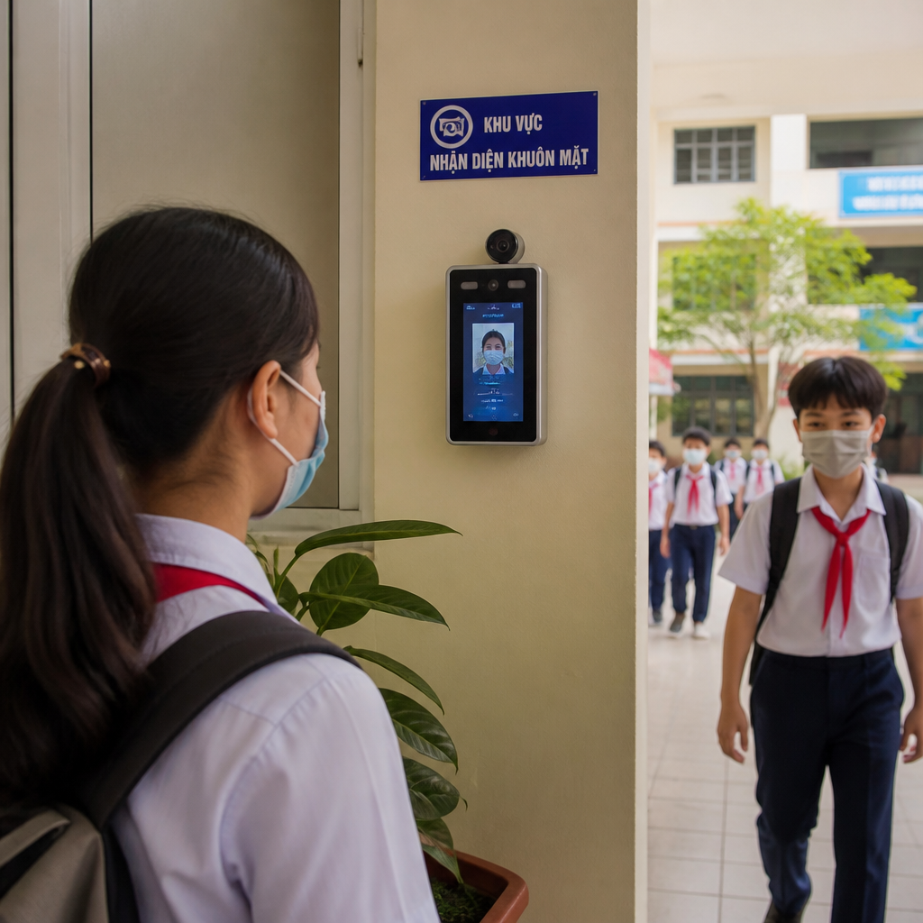 Camera AI nhận diện khuôn mặt cho trường học