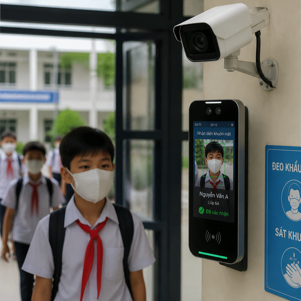 Camera AI nhận diện khuôn mặt cho trường học