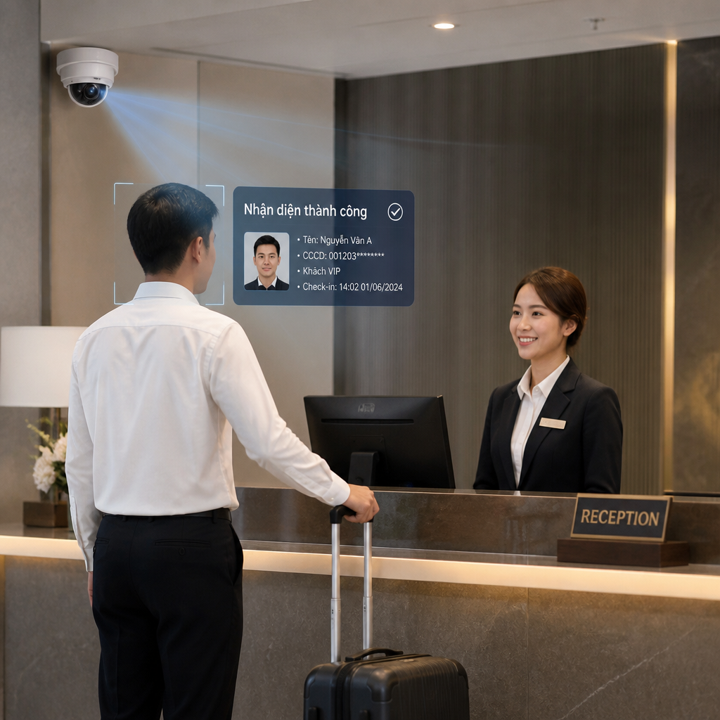 Camera AI nhận diện khuôn mặt cho khách sạn