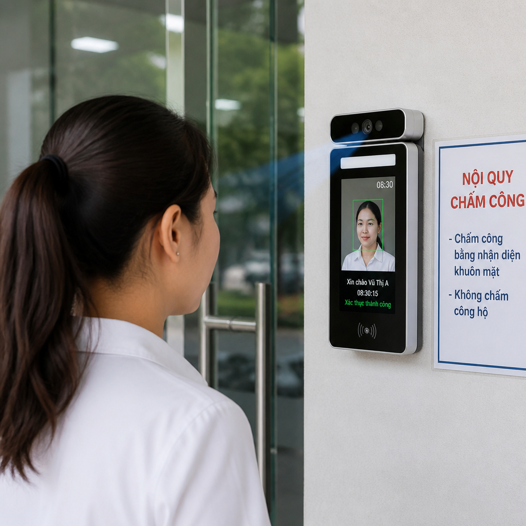 Camera AI nhận diện khuôn mặt kết hợp chấm công