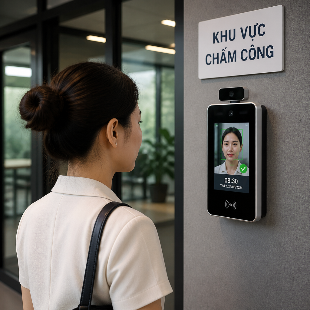 Camera AI nhận diện khuôn mặt kết hợp chấm công