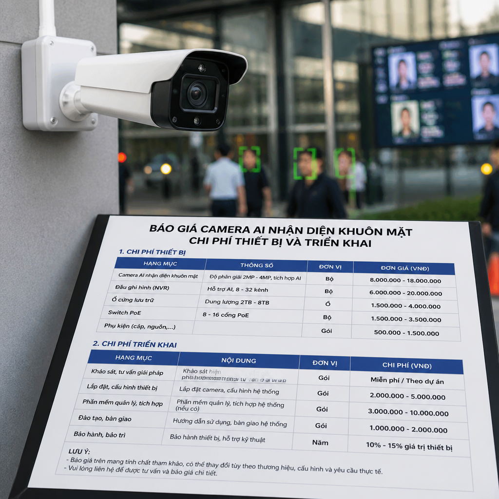 Báo giá camera AI nhận diện khuôn mặt: Chi phí thiết bị và triển khai