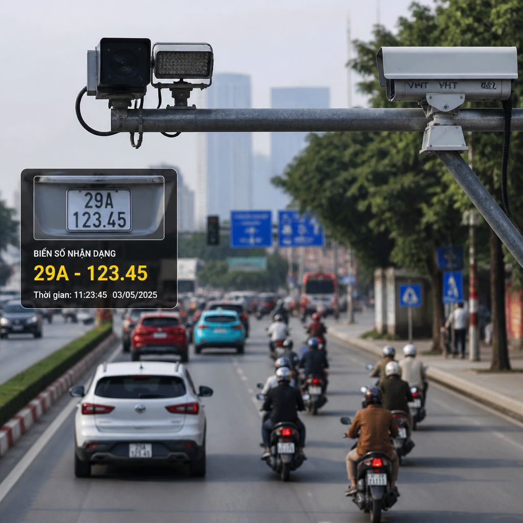 Camera nhận diện biển số xe máy và ô tô
