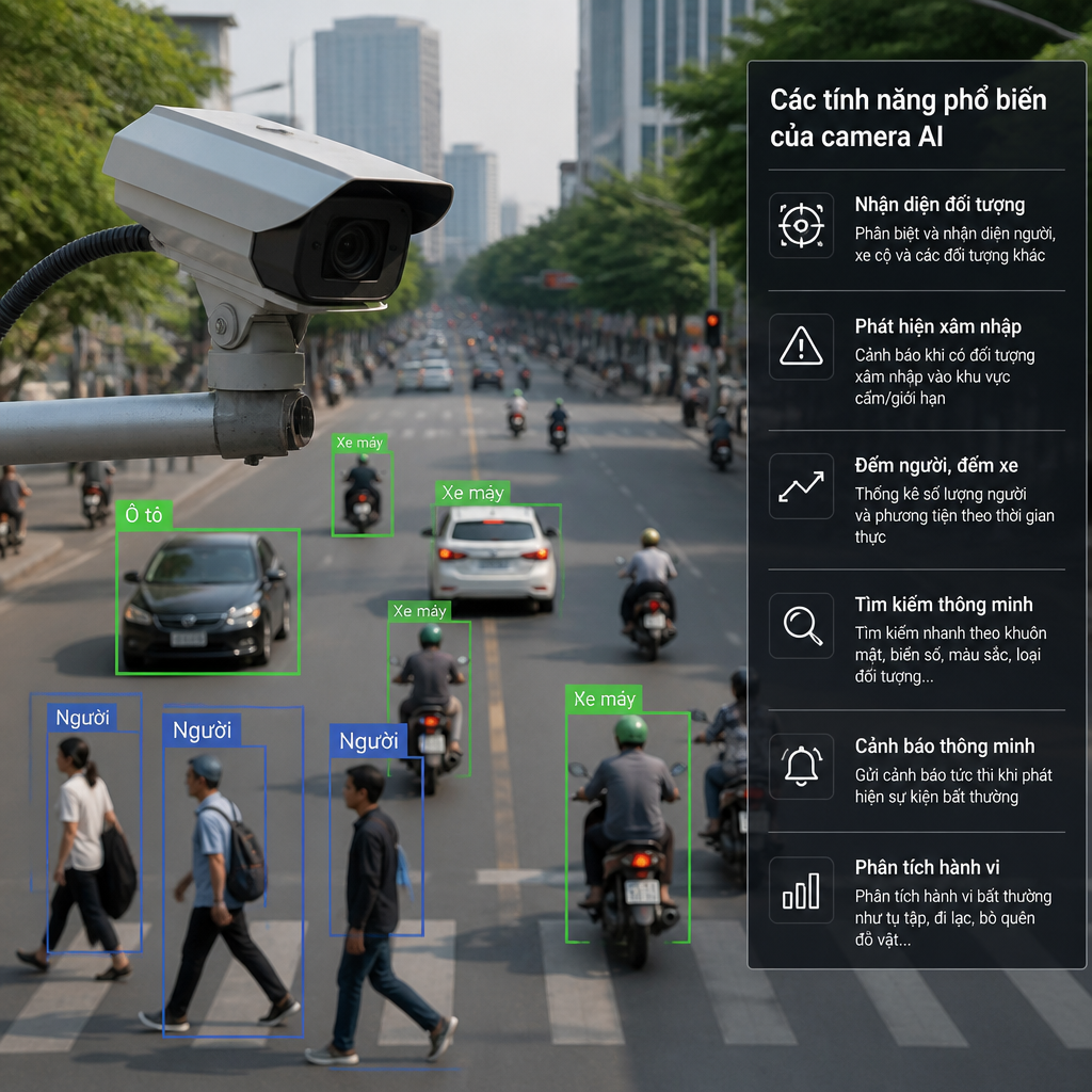 Các tính năng phổ biến của hệ thống camera AI hiện nay