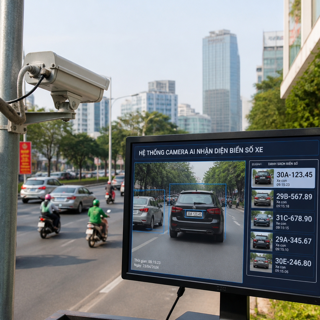 Hệ thống camera AI nhận diện biển số xe