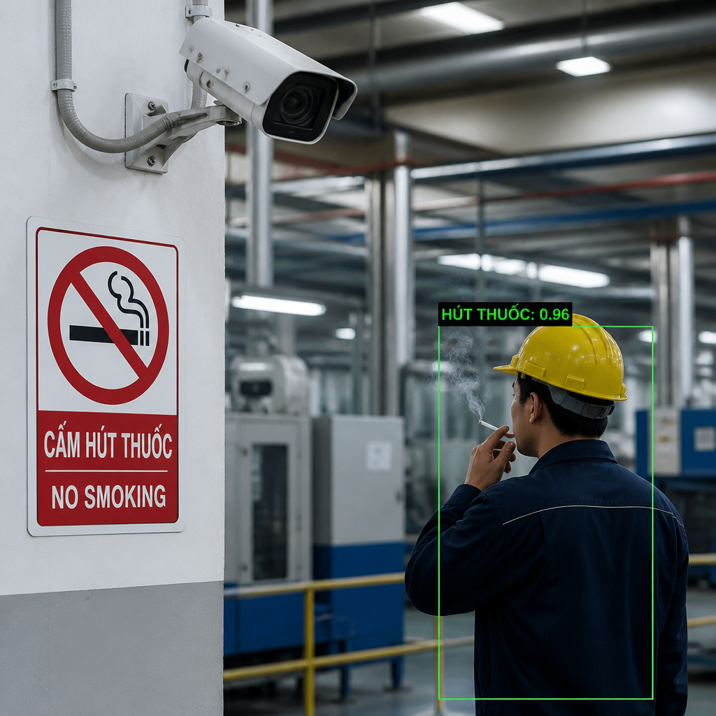Camera Phát Hiện Hút Thuốc AI – Tự Động Giám Sát Khu Vực Cấm Trong Nhà Máy