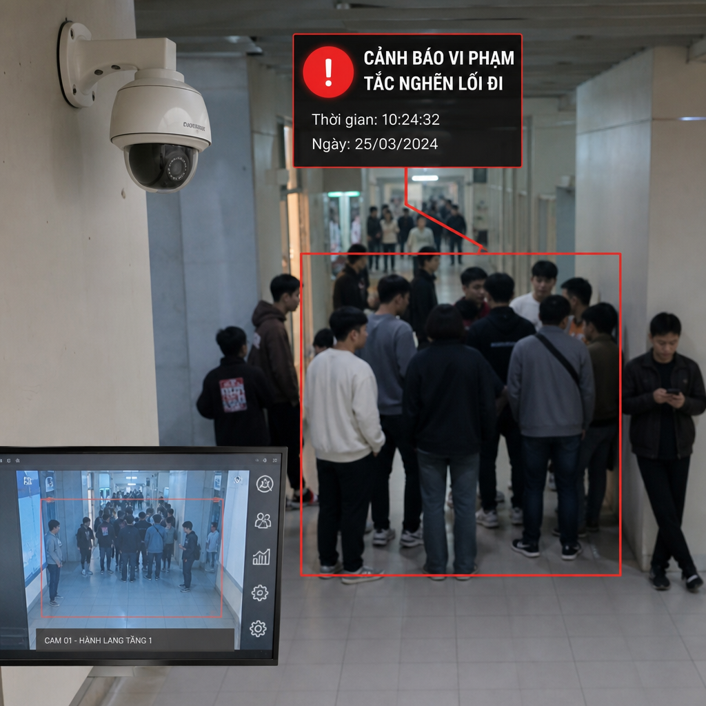 Camera Phát Hiện Tắc Nghẽn Lối Đi AI – Tự Động Nhận Diện Và Cảnh Báo Vi Phạm