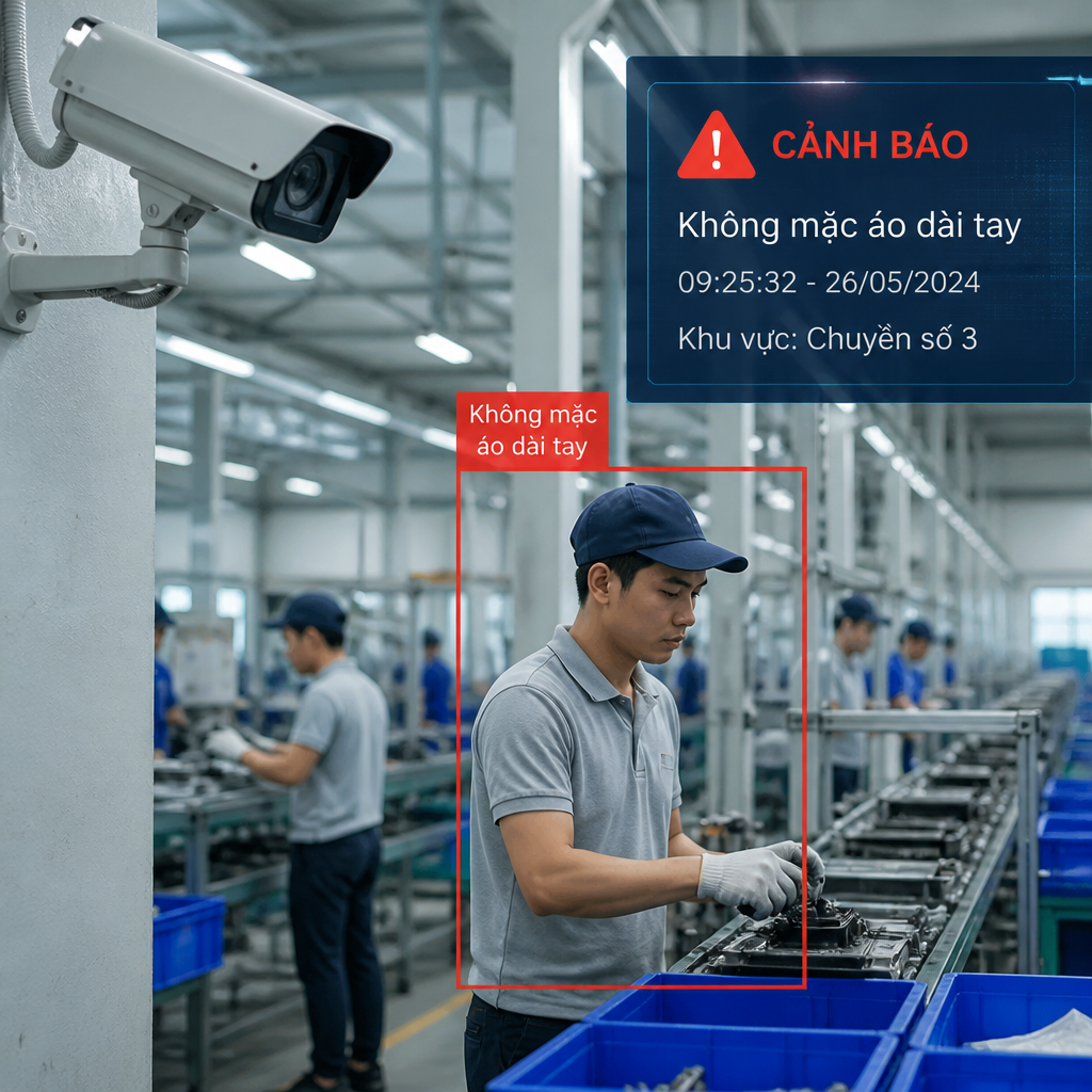 Camera Phát Hiện Không Mặc Áo Dài Tay AI – Kiểm Soát Trang Phục Và An Toàn Lao Động