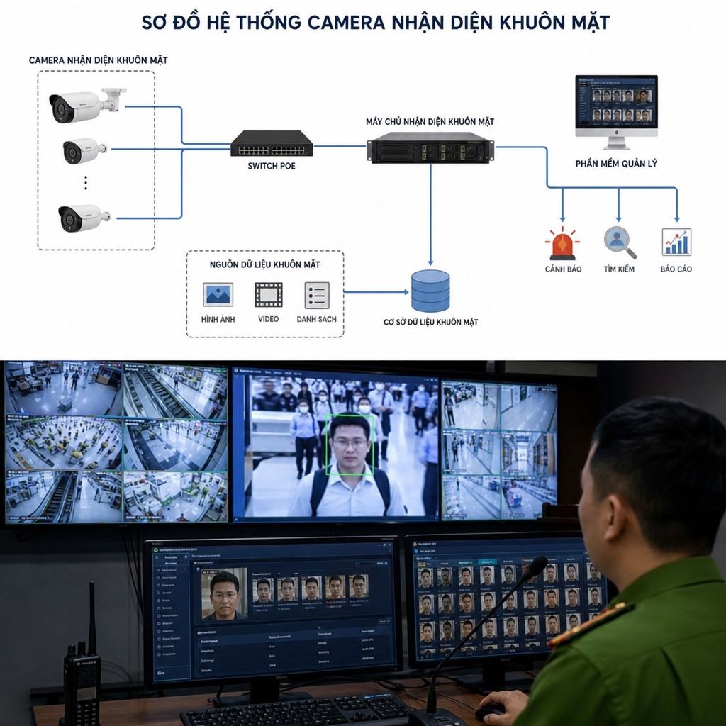 Hệ Thống Camera Nhận Diện Khuôn Mặt: Sơ Đồ, Thiết Bị & Chi Phí Triển Khai