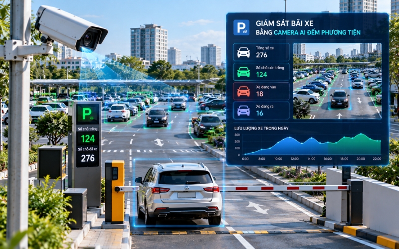 camera đếm phương tiện giám sát bãi xe