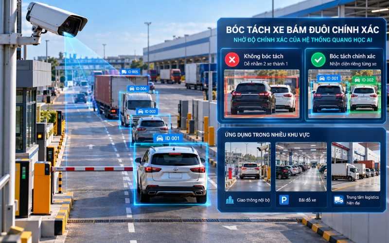 camera đếm phương tiện bóc tách xe bám đuôi