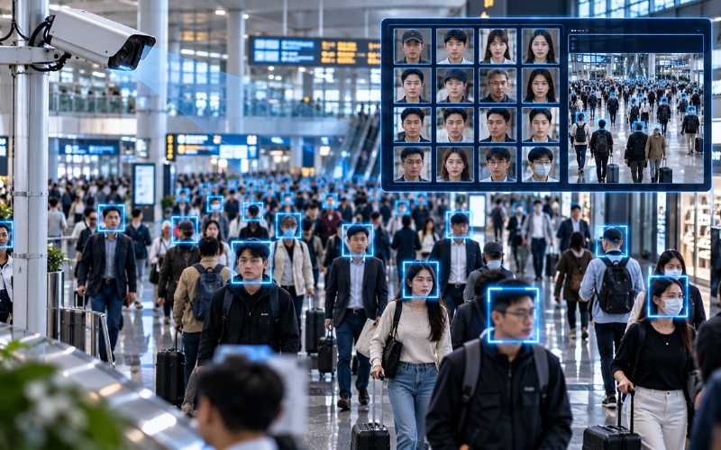 Camera phát hiện khuôn mặt AI chụp snapshot đám đông