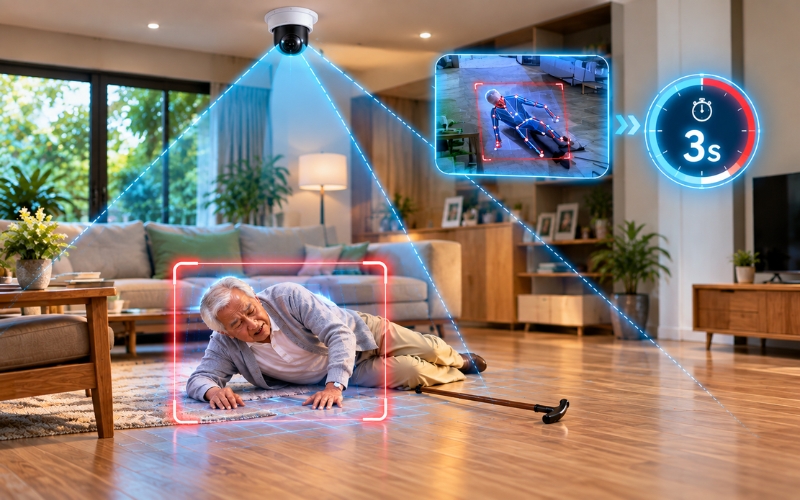 Lắp đặt camera phát hiện té ngã bảo vệ người cao tuổi