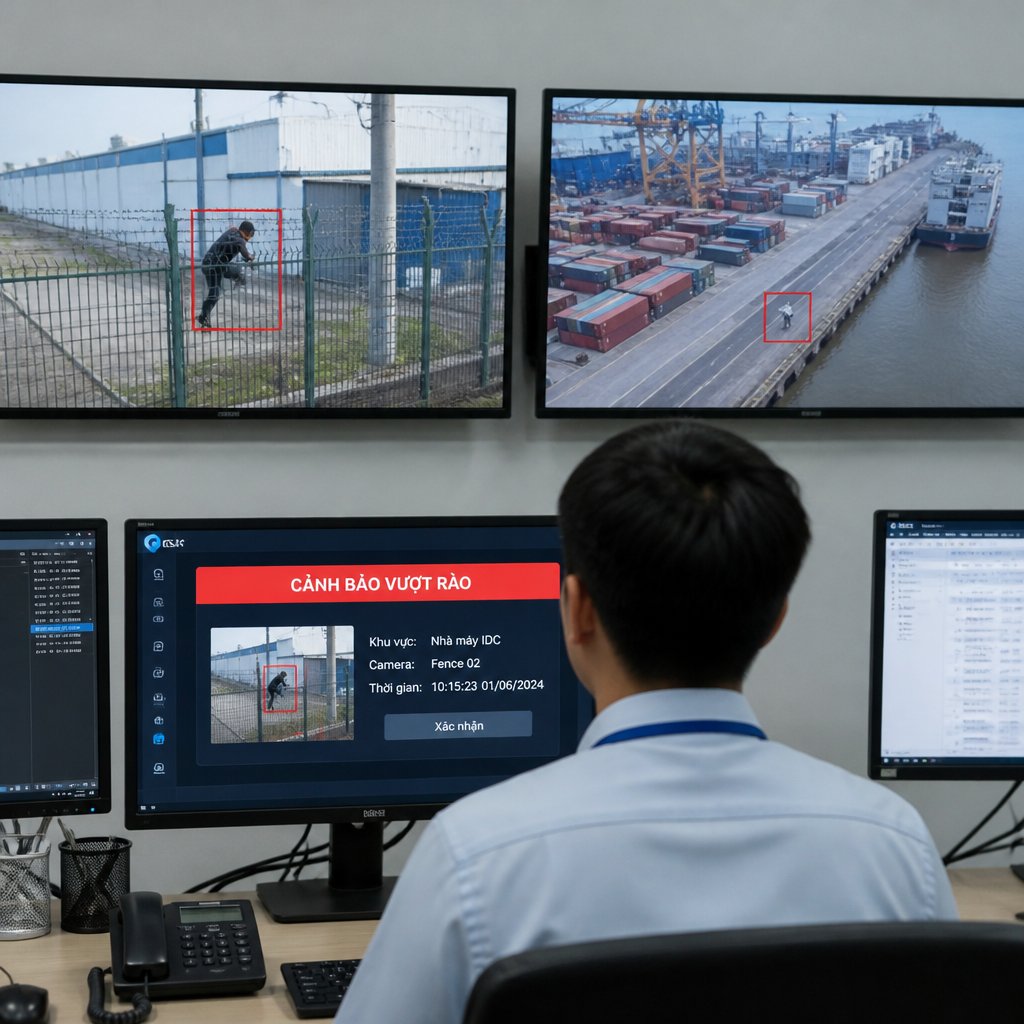 Phần mềm AI phát hiện vượt rào cho nhà máy và cảng IDC